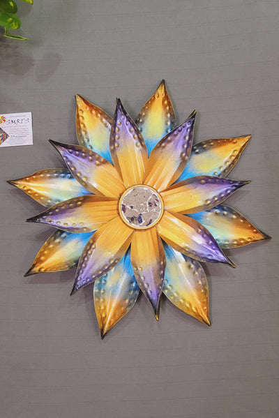 Iron Star flower Wall Hanging Small (15H * 15L * 1W) inches home office colorful wall decor contemporary decor