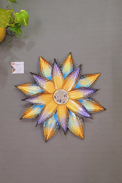 Iron Star flower Wall Hanging Small (15H * 15L * 1W) inches home office colorful wall decor contemporary decor