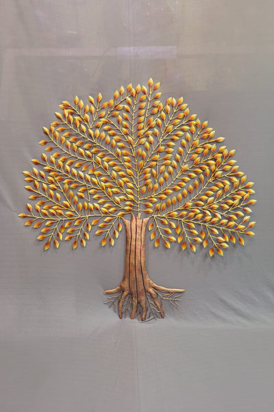 Karpaga vriksham Golden Tree Large with Small Leaves Wall Decor Iron (41L * 2W * 42H) inches for living room Decor and office reception decor