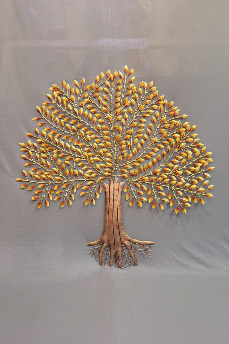 Karpaga vriksham Golden Tree Large with Small Leaves Wall Decor Iron (41L * 2W * 42H) inches for living room Decor and office reception decor