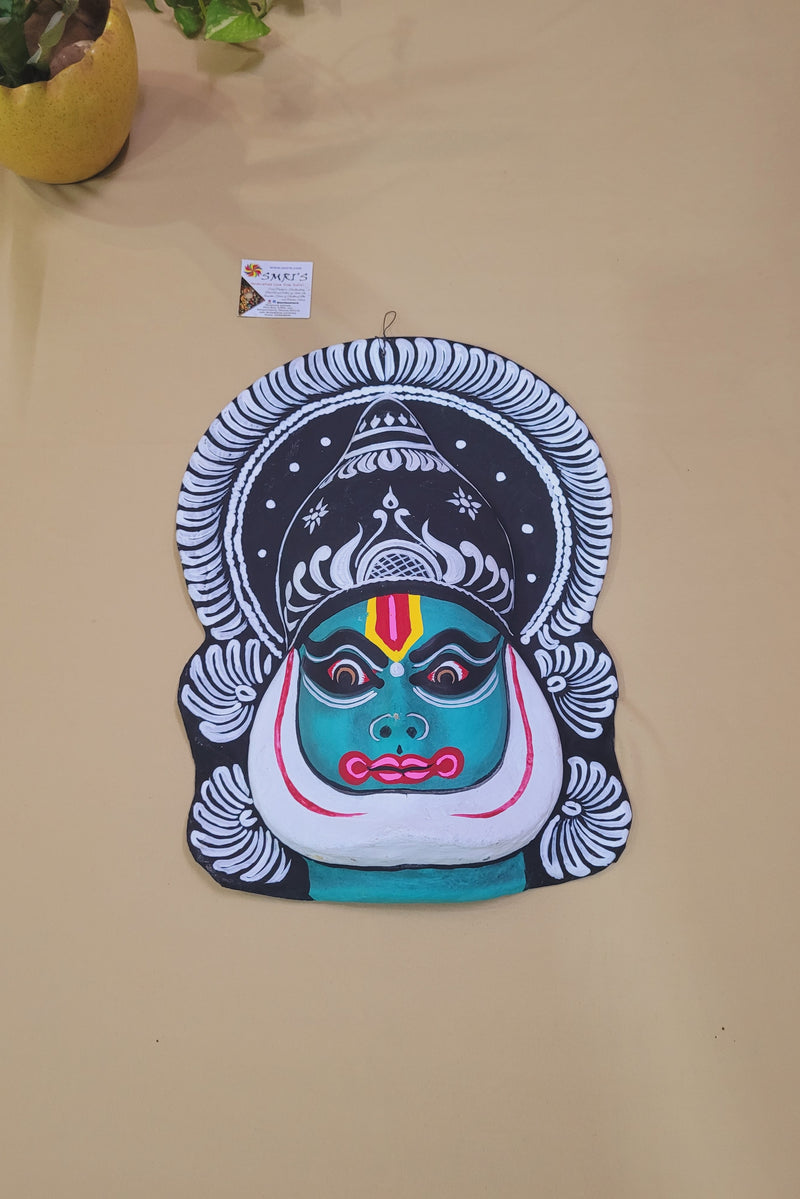Kathakali Big Face Mask Indian Handicrafts kerala traditional dance Paper Mache (16H * 12L * 3W ) inches Living Room Dining Bedroom Reception Wall Decor for Home and Office
