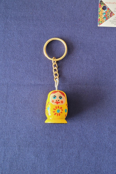 Lady Doll  Key chain key ring wooden Indian handicrafts 