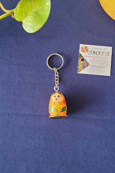 Lady Doll  Key chain key ring return gifts wooden Indian handicrafts  (4H * 0.5L * 0.5W) Inches
