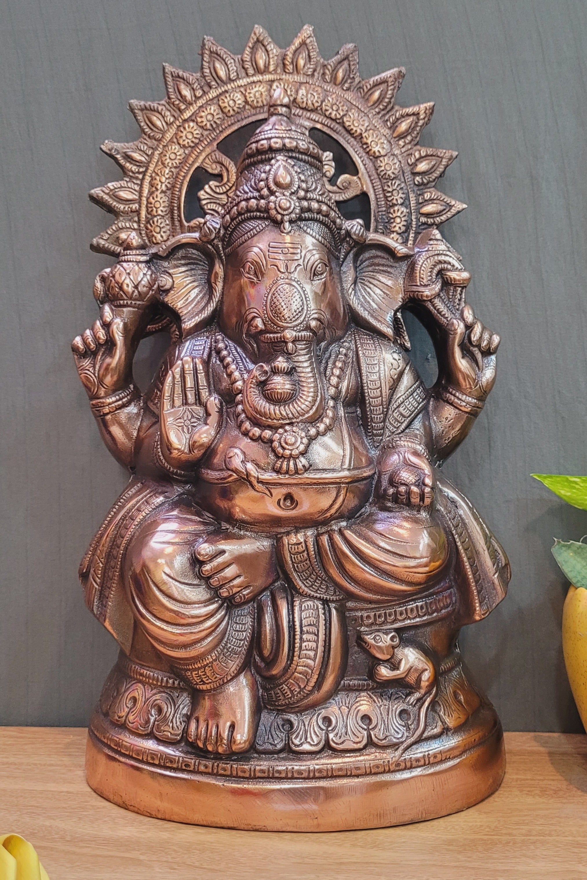 Lord Ganesha Ganesh Statue Copper coated Aluminium Idol Pooja Decor ...