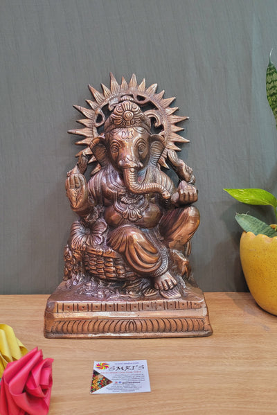 Lord Ganesha solid Statue vinayagar silai Model no 41 (15.5H * 8L* 5W) inches Copper coated Aluminium Idol Wall Decor Table Decor Pooja Decor