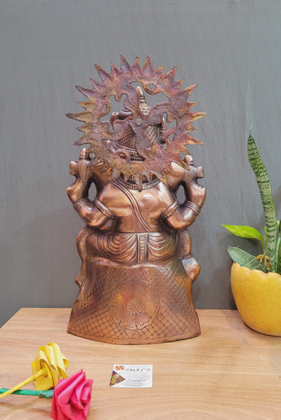 Lord Ganesha solid Statue vinayagar silai Model no 525  (18.5H * 11L* 6W) inches Copper coated Aluminium Idol Wall Decor Table Decor Pooja Decor