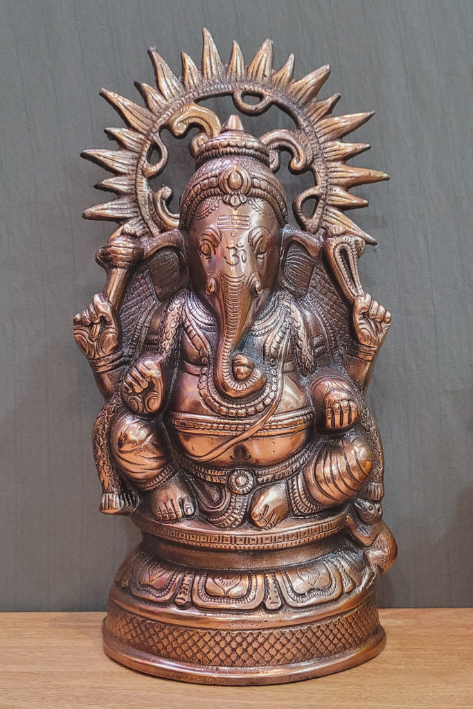 Lord Ganesha Ganesh Statue Copper coated Aluminium Idol Pooja