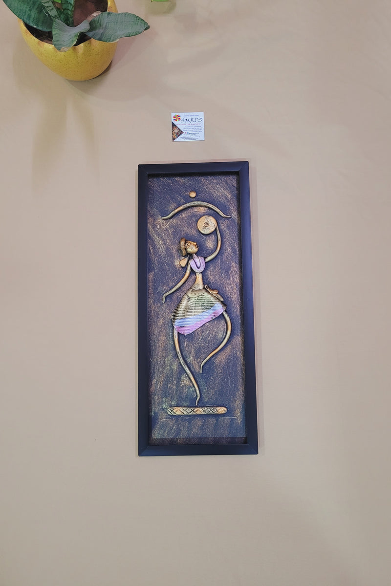 Mural Art Frame Metallic Craft Indian Handicrafts tribal art 5 (18H * 7L * 1W ) inches Living Room Dining Bedroom Reception Wall Decor for Home and Office