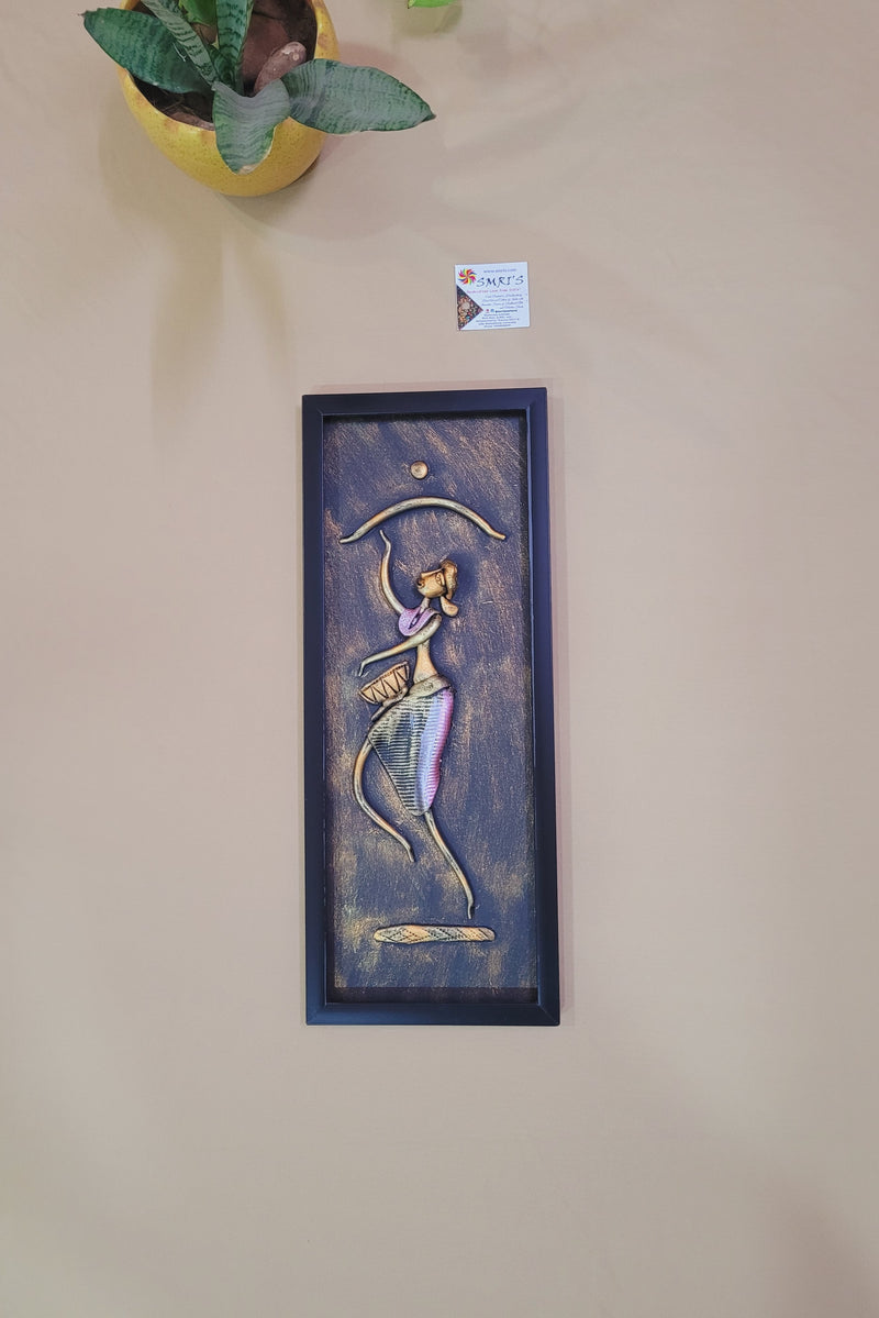 Mural Art Frame Metallic Craft Indian Handicrafts tribal art 8 (18H * 7L * 1W ) inches Living Room Dining Bedroom Reception Wall Decor for Home and Office