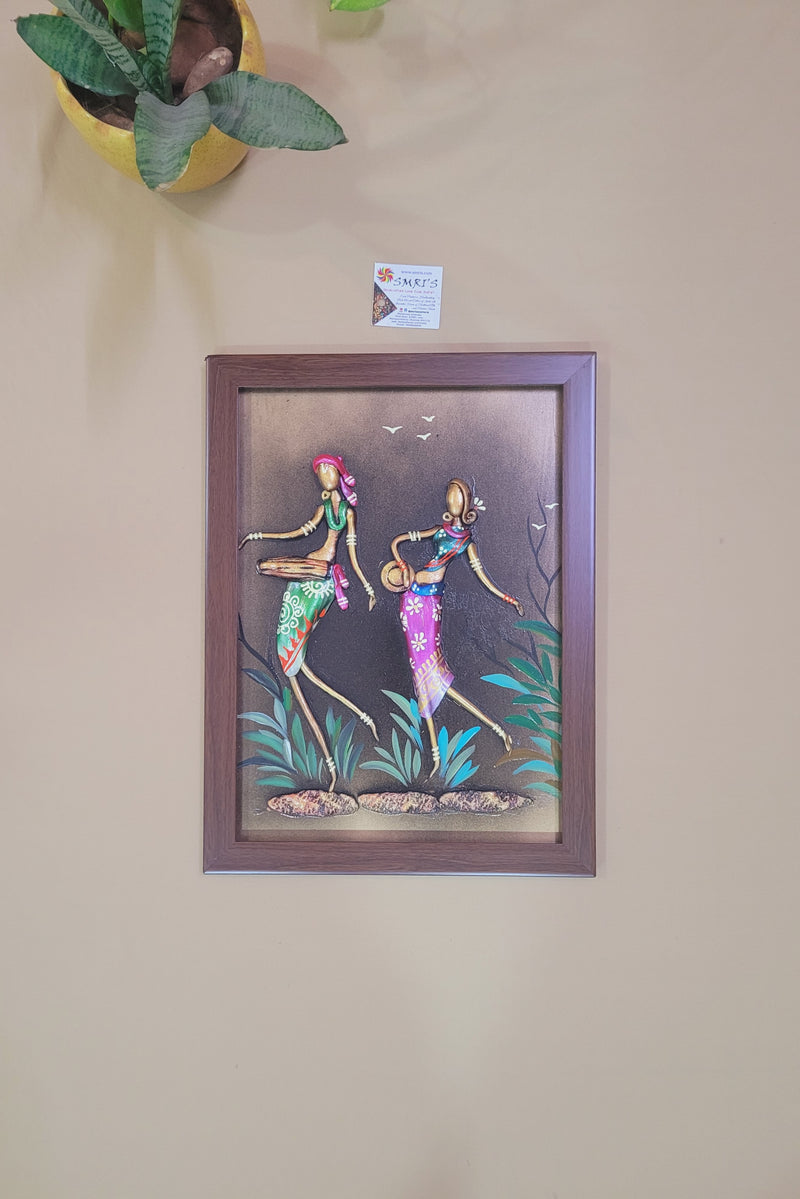 Mural Frame Colorful Craft Indian Handicrafts tribal art  3 (16H * 12L * 1W ) inches Living Room Dining Bedroom Reception Wall Decor for Home and Office
