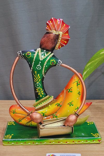 Musician Man sitting with Thavil Yellow (8H * 6.5L * 2.5W) inches table decor showpiece indian decor corporate gifts