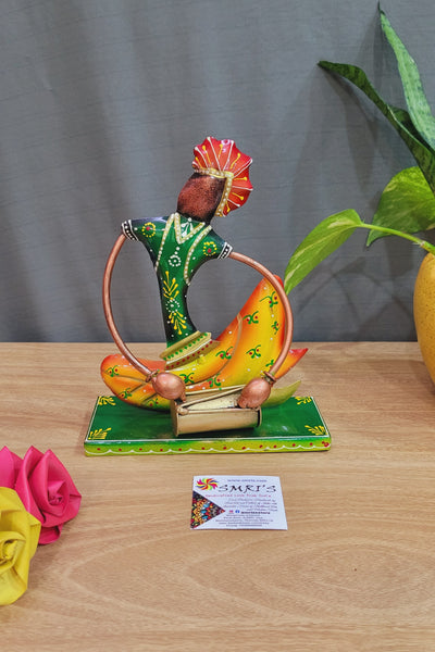Musician Man sitting with Thavil Yellow (8H * 6.5L * 2.5W) inches table decor showpiece indian decor corporate gifts