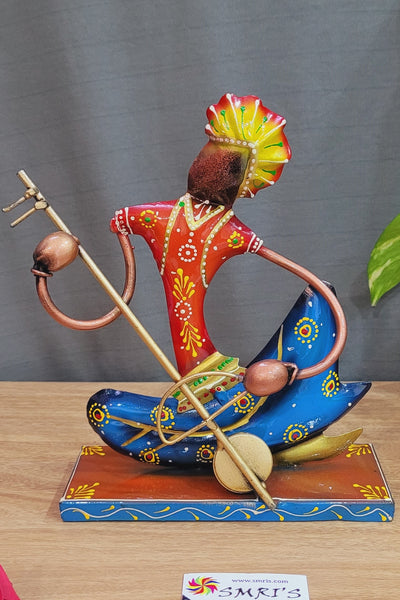Musician Man sitting with Veenai Blue (8H * 6.5L * 2.5W) inches table decor showpiece indian decor corporate gifts