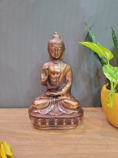 Peaceful Buddha copper aluminum idol home office decor