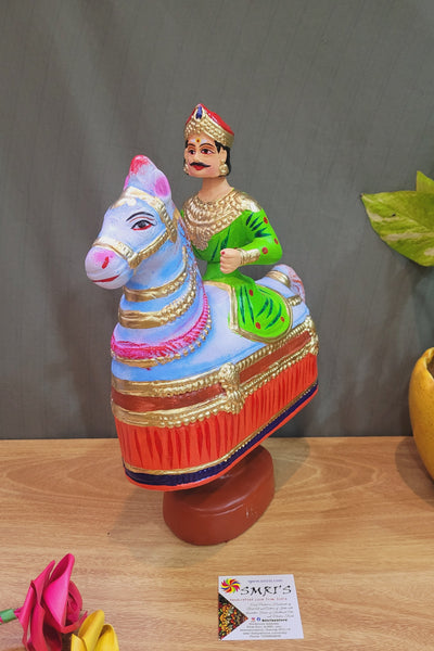 Poikkal Kuthirai Dancing Horse Man doll Green (12.5 H * 10 L * 4W) inches Thanjavur Thalayatti Bommai Tanjore Dancing Dolls Tamil Tradition new