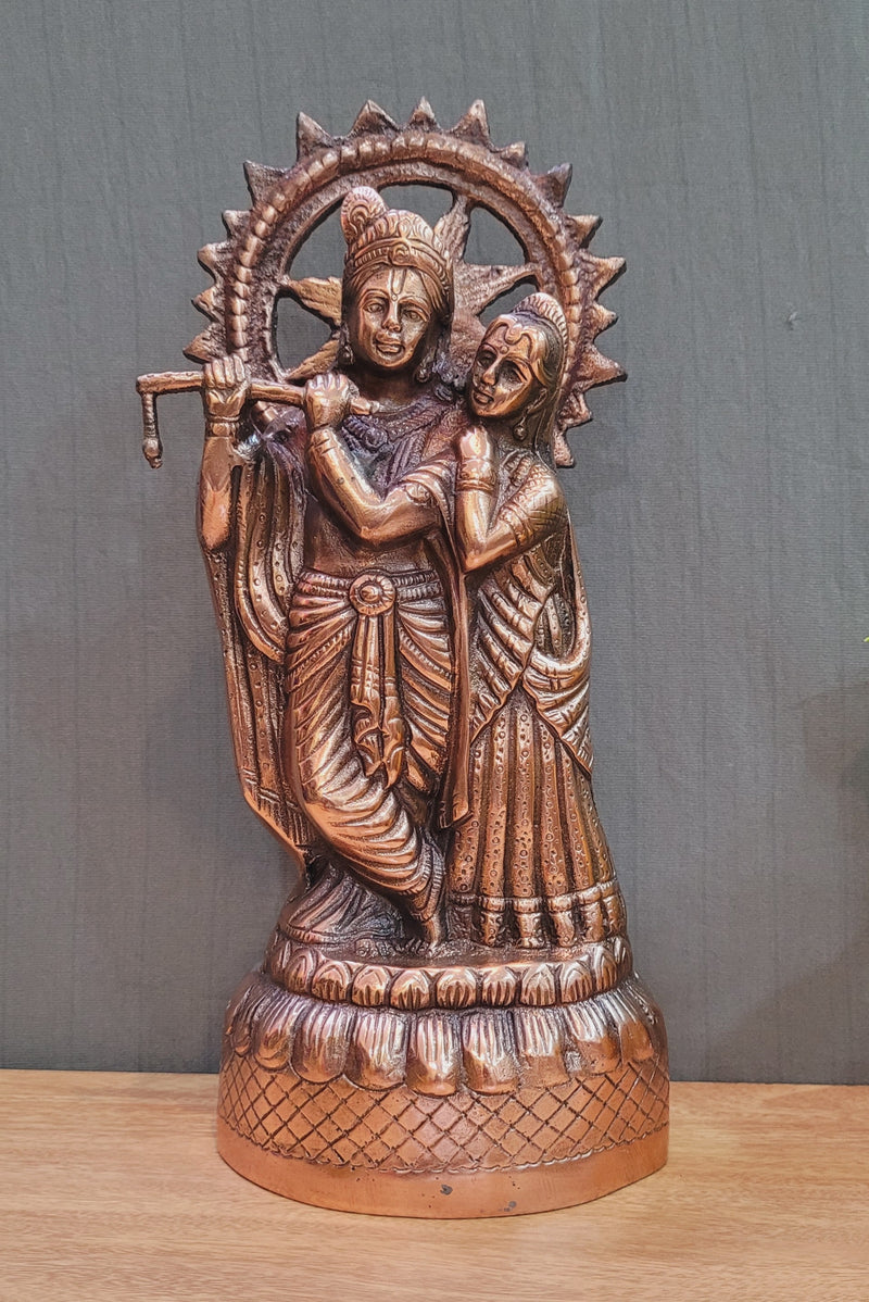Radha Krishna Statue Copper coated Aluminium Idol