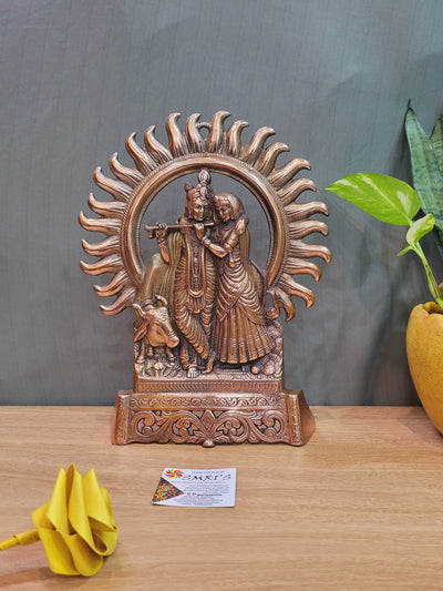 Radha Krishna copper aluminum idol wall table decor