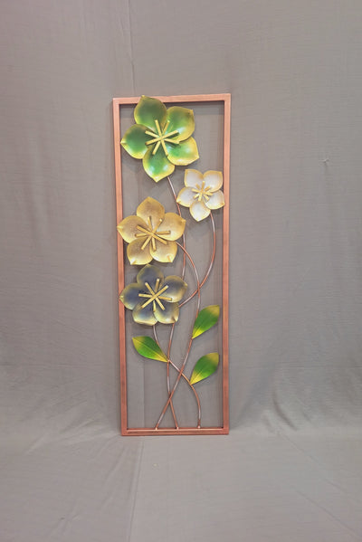 Rectangle 4 Flowers Frame Iron wall decor Home decor 36 inch x 12 inch