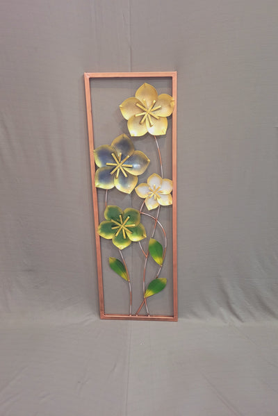 Rectangle Four Flowers Frame wall decor modern decor for living room bedroom foyer staircase decor office decor ( Gold, Blue, White, Green) wall decor (36 H * 12 L * 1 W ) Inches