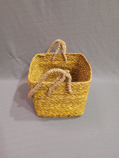 Sabai Grass Picnic/planter Basket with Handle Handcrafted