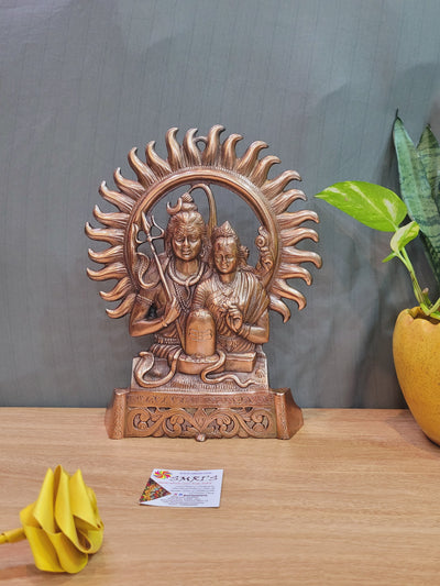 Shiva Parvati copper aluminum idol table wall decor