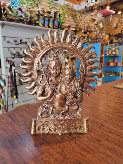 Shiva with Parvati Statue / wall decor (9L * 2W * 11H ) inches copper coated aluminum idol table decor wall decor pooja decor