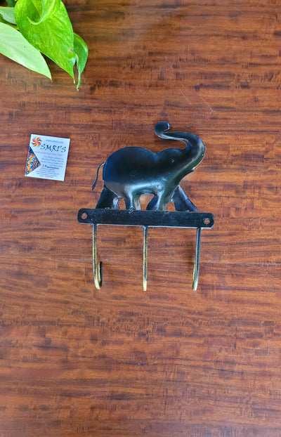 Single Elephant Key Holder 2 Hooks Iron 8.5 * 7 inch