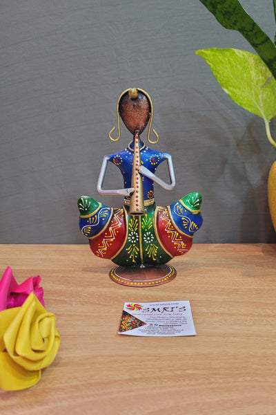 Small musician Lady with Nadaswaram Table decor show piece Iron ( 7 H * 5L * 3 W ) Inches
