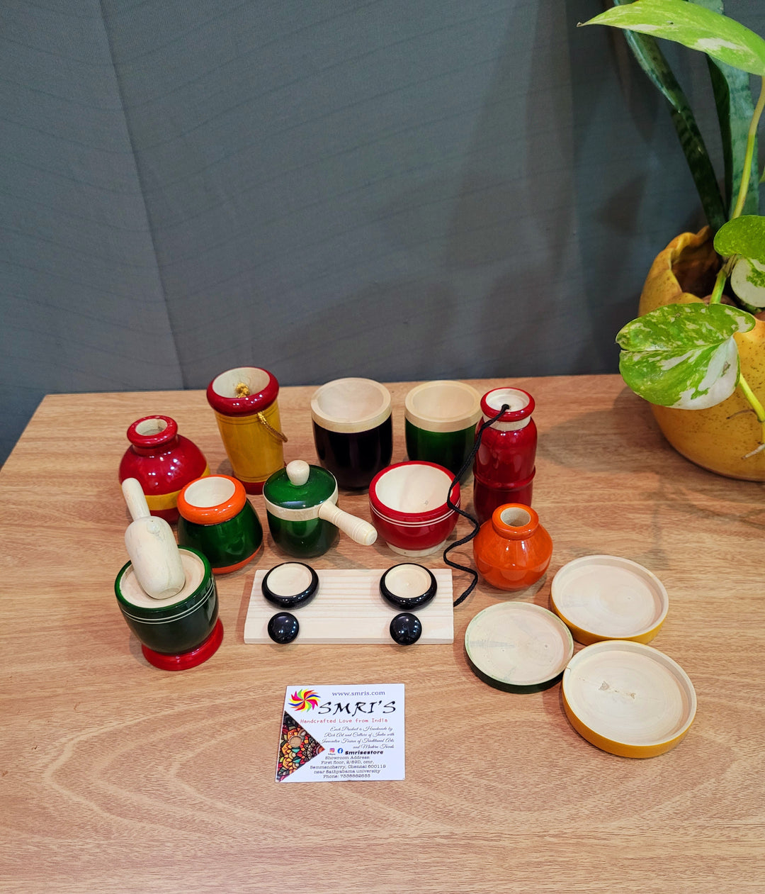 Wooden Toy 15 Piece Kitchen Set soppu saman Natural colored