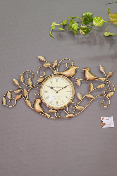 Three Birds with Leaves Clock Home Wall Decor
