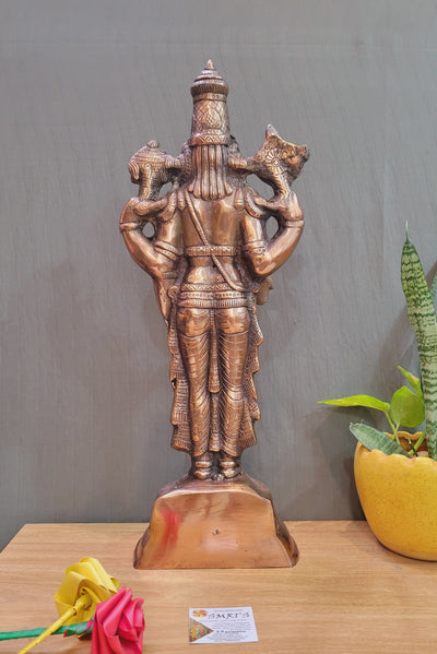 Tirupati Lord Venkateswara Balaji Solid Statue (20.5H * 8L* 5W) inches Copper coated Aluminium Idol Table Decor Pooja Decor