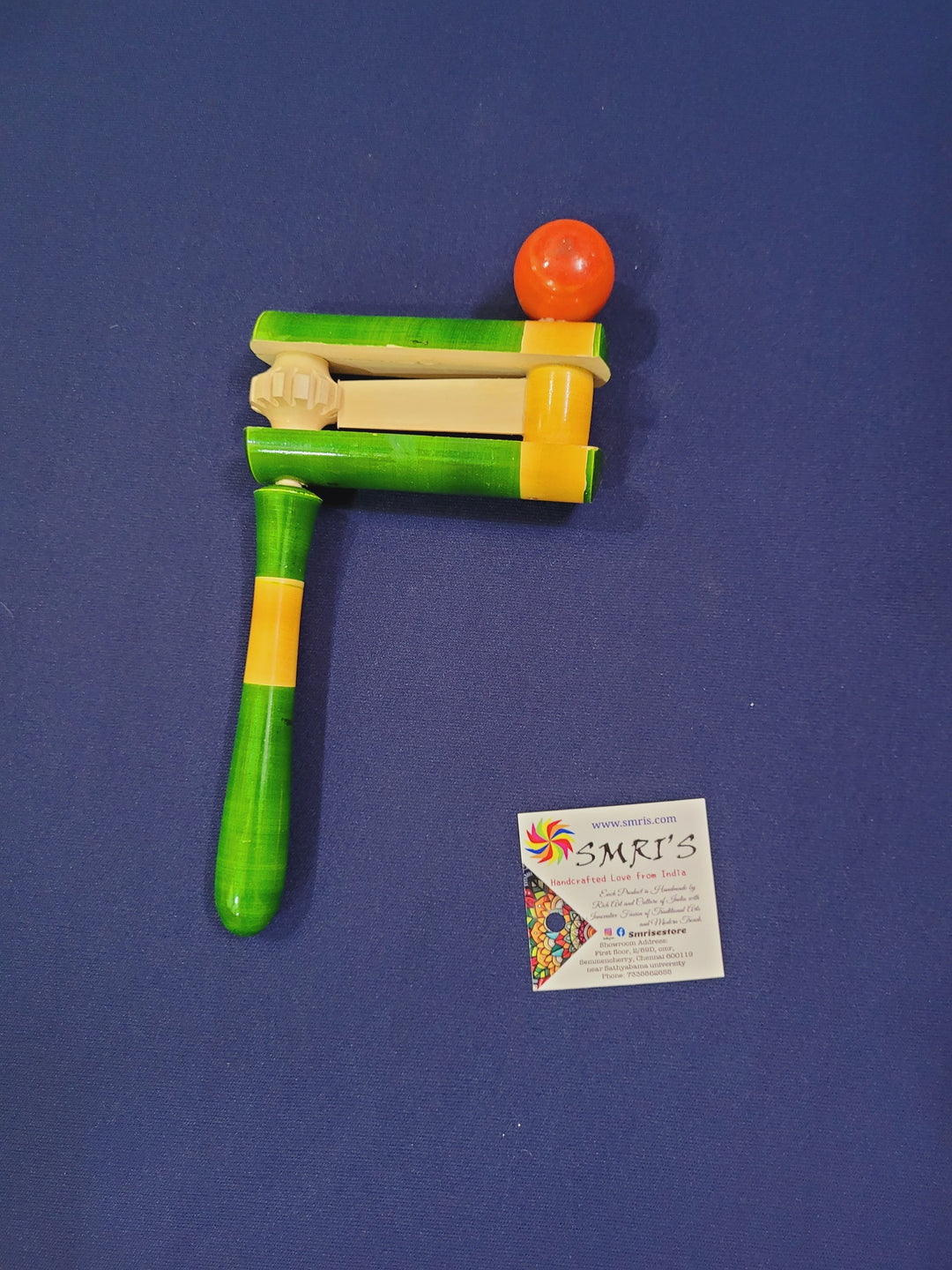 wooden Organic coloured indian Traditional Baby Rattle Toy