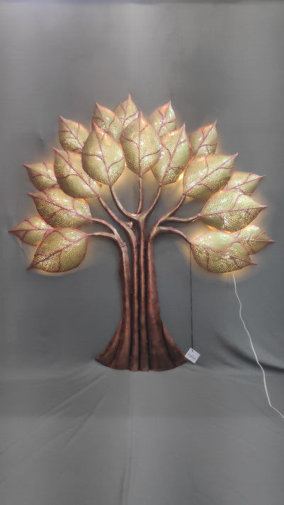 Very Big 18 Leaf Peepal Tree Wall decor With LED For luxury living room decor  (53 H 50 L 2W) Inches