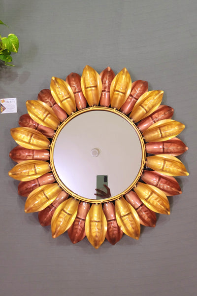 Flower Copper Gold Wall Mirror home office decor