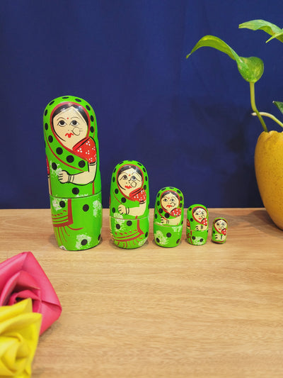Woman Nesting Doll Set Handcrafted Hand painted wood
