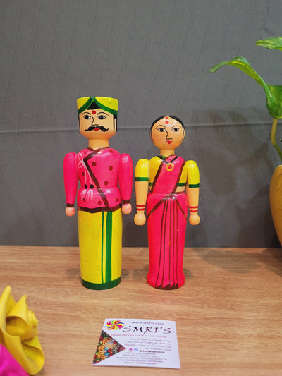 Wooden Couple Doll Indian Handicrafts show piece decor