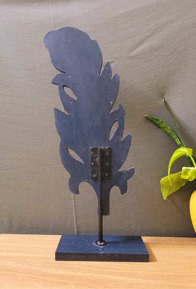 Wooden decorative leaf feather blue golden (47 H x 17 L x 8 w) cm
