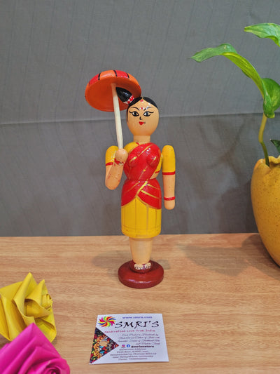 Wooden Lady Umbrella Doll indian handicrafts home decor