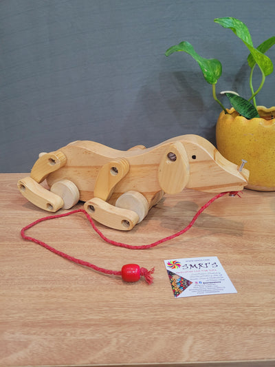 Wooden Toy Dog Natural colored Kids return gifts