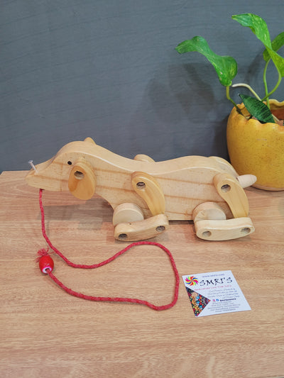 Wooden Toy Dog (Big) (10.5x29.5x11 cm) (HxLxW) cm Natural colored Kids toys Gift and return gifts