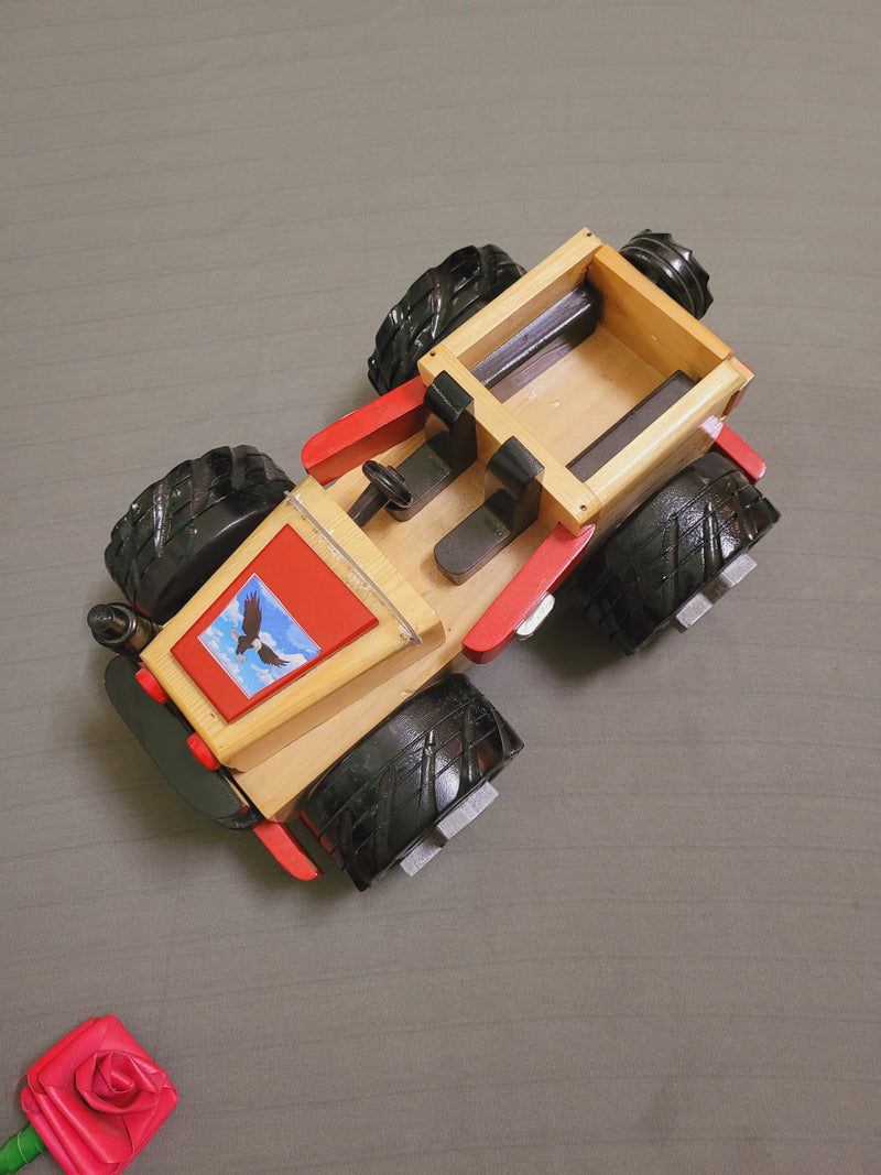 Wooden Toy Jeep (Big) (13.7x28x19 cm) (HxLxW) cm Natural colored Kids toys Gift and return gifts
