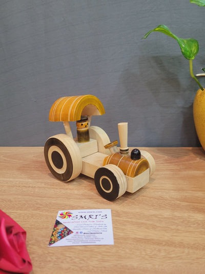 Wooden Toy Tractor mustard yellow (10x13.5x8 cm) (HxLxW) cm Natural colored Kids toys Gift and return gifts