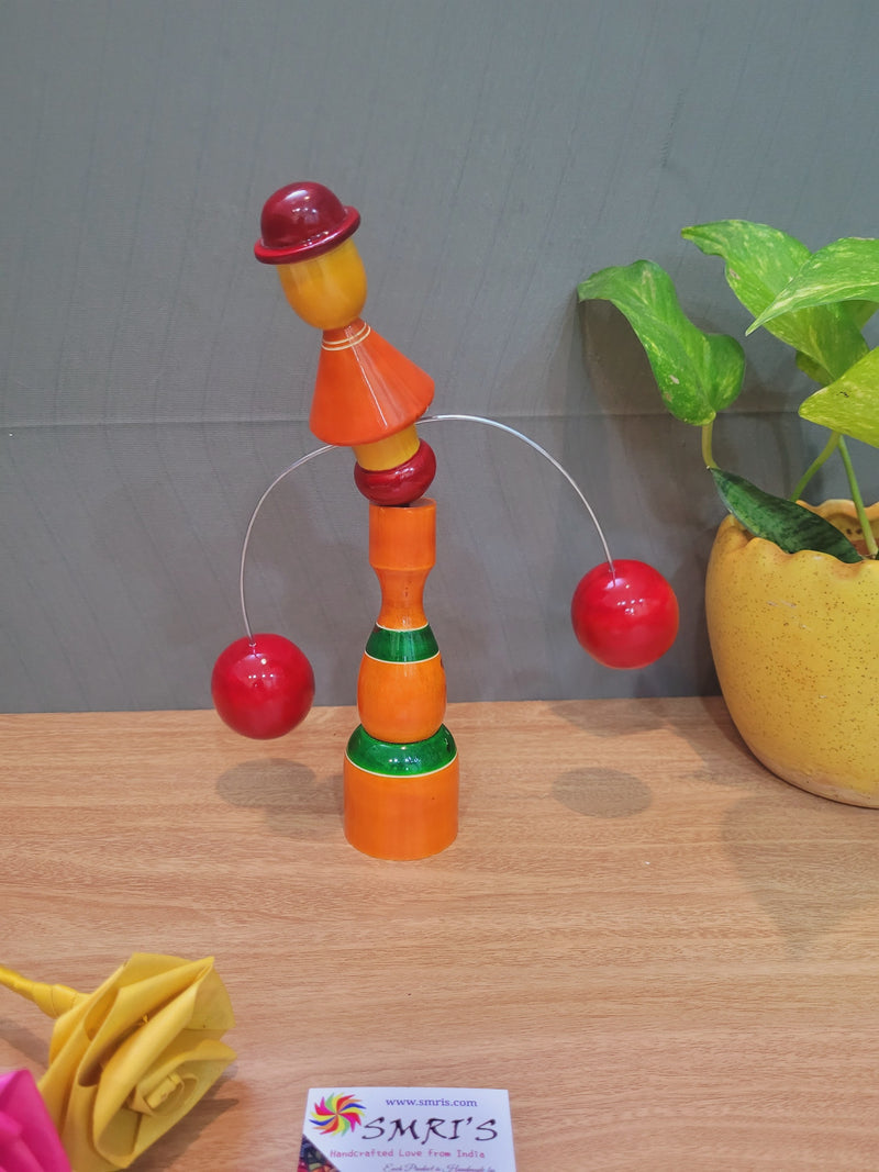 Wooden Weight lifting balacing joker Orange (10 H x 7.5 L x 2 W)